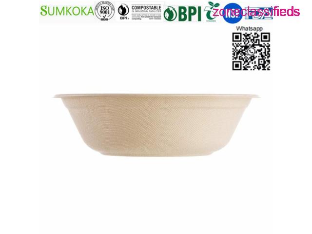 32 OZ take out bowl disposable sugarcane bowl sugarcane salad bowl - 2/8