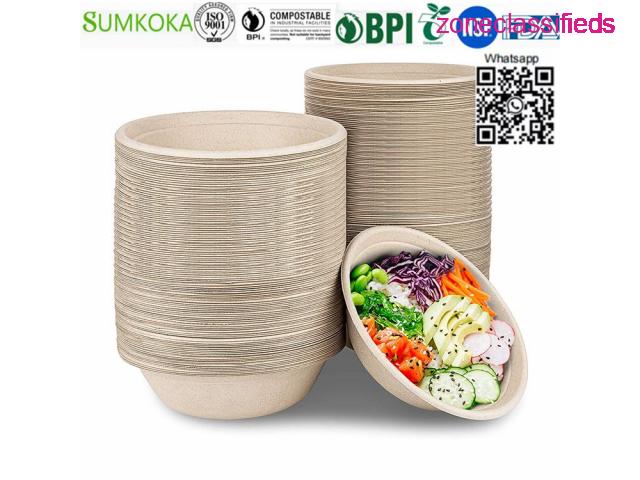 32 OZ take out bowl disposable sugarcane bowl sugarcane salad bowl - 3/8
