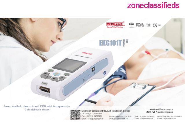 EKG101T  Smart handheld three channel ECG with interpretation, Color&Touch screen, - 2/7