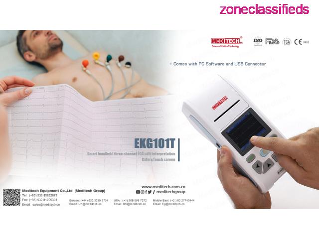 EKG101T  Smart handheld three channel ECG with interpretation, Color&Touch screen, - 3/7