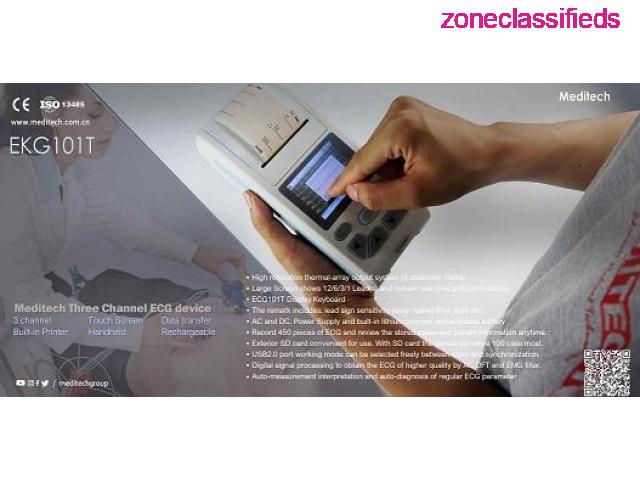 EKG101T  Smart handheld three channel ECG with interpretation, Color&Touch screen, - 6/7