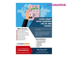 We Can Get You Work Permit From Countries like UK and Canada at Taope Consult (Call 09112887344)