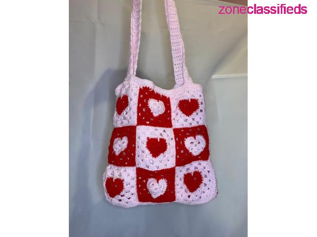 Crocheted ribbon bag, skull pants, beanies, heart totes bag, shrug and more (Call 09064262588) - 8/10