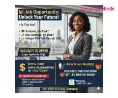 Job Vacancy in Lagos: ₦175,000 Monthly + Free Meals