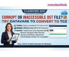 Corrupt or Inaccessible OST File? Try DataVare to Convert to TGZ